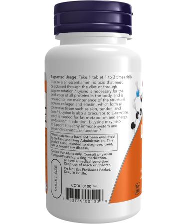 Buy Now Foods Lysine 500 mg - Pack of 2 (100 Tablets) | Premium Immune Support | International Shipping Available - Buy Online on GoSupps.com