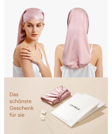 Lilysilk 100% Mulberry Silk Hair Hood - 19 Momme Sleeping Cap for Curly Hair - Peach Pink Night Hat for Women - Buy Online on GoSupps.com