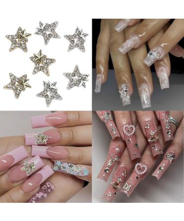 YOSOMK 30 PCS Star Nail Charms: 3D Gold & Silver Dangling Stars for Luxury Nail Art - Rhinestones, Gems, Diamonds for Acrylic Nail Decoration - Buy Online on GoSupps.com