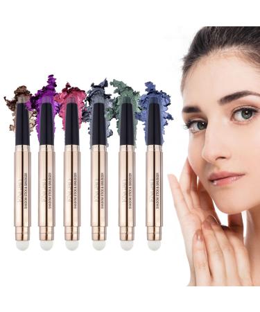 Eyeshadow Stick Set | Makeup Eyeshadow Pencil Crayon 6 Colors - Long Lasting Natural Eye Shadow Highlighter Stick for Women Daily Use and Pochy B(7# 12#)