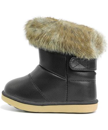 MINBEI Baby Girls Soft Leather Snow Boots - Waterproof Toddler Winter Booties (Sizes 10 UK Child) - Pink, White, Rose Gold, Brown & Black - Buy Online on GoSupps.com