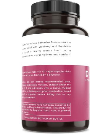 Thomas' all-natural Remedies D-mannose 1200mg - with Cranberry and Dandelion - Natural Urinary Tract and UTI Health Support - Best dmannose Capsules - NO fillers All-Natural Vegan - 120 Capsules - Buy Online on GoSupps.com