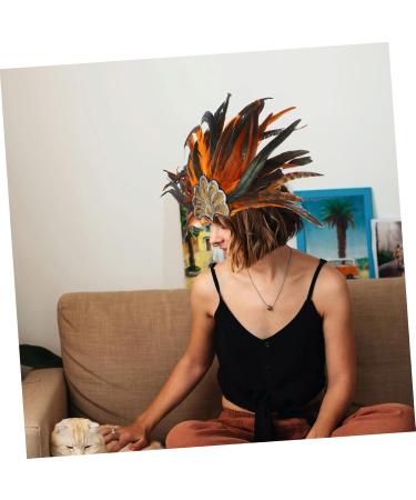 FOMIYES Halloween Headdress Pageant Headband Plume Headpiece for Adult Crown Headdress Headbands Plume Headband Costume Headwear Cocktail Party Supplies Plume Headdress Hair Band for Party 53.00X33.00X1.00CM Orange - Buy Online on GoSupps.com