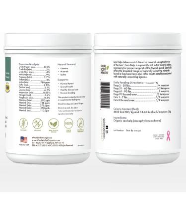 Organic Wholistic Pet Organics Sea Kelp Powder for Dogs - Promotes Healthy Teeth, Thyroid Function, Skin & Coat - Rich in Iodine, Iron, Calcium & Antioxidants - 1 lb - Buy Online on GoSupps.com