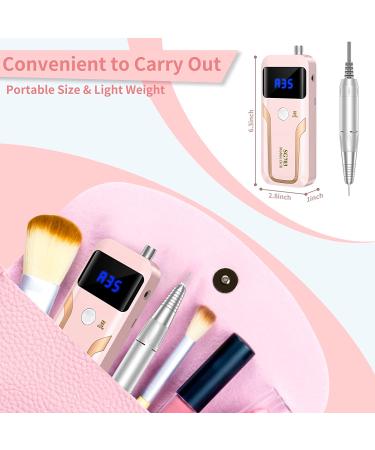 Portable Nail Drill Professional 35000 RPM Rechargeable Electric File for Acrylic Nails - Cordless Efile with Bits Kit in Pink | Ideal for Manicure Salon/Home Use - Buy Online on GoSupps.com