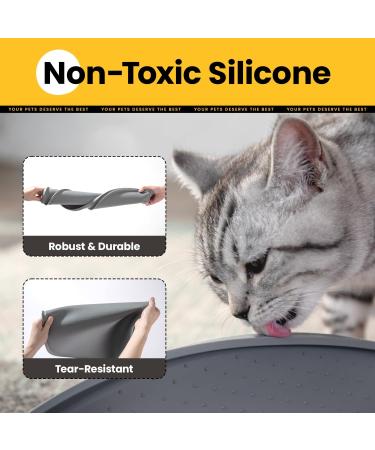 Conlun Dog Bowl Pad - BPA-Free Silicone Feed Mat with 1.2cm High Edges for Cats & Dogs | Gray 60x40cm - Buy Online on GoSupps.com