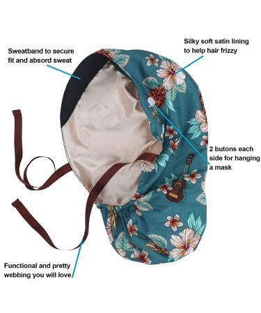 ABAMERICA Satin Lined Scrub Cap with Button & Ponytail Holder - Adjustable Long Hair Hat for Women - Buy Online on GoSupps.com