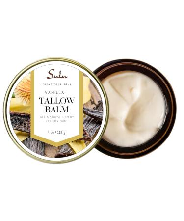 SULU ORGANICS Natural Whipped Tallow Balm - Grassfed Beef Tallow Moisturizer for Face & Body (Vanilla 4 oz) - International Shipping Available - Buy Online on GoSupps.com