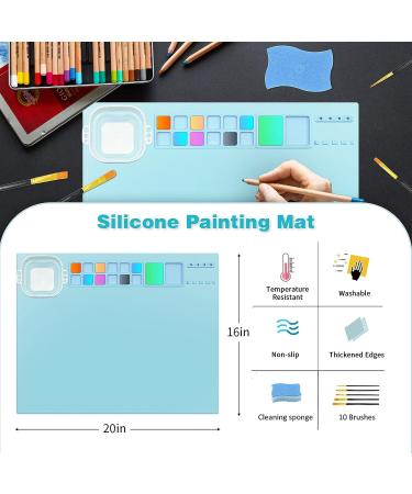 Silicone Craft Mat Set - 20x16 Non-Stick Painting Mat with Cleaning Cup, Brushes, and Sponge - Ideal for Crafts, Painting, Clay, Play-Doh - Buy Online on GoSupps.com