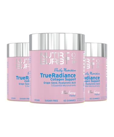 Nutriburst - TrueRadiance Collagen Support Multipack for Healthy Hair Skin & Nails - Biotin (100 g) Hyaluronic Acid (50mg) Vitamin A (400 g) + Vitamin C (80mg) - 3 x 60 Gummies / 3 Month Supply 180 Count (Pack of 1) Trueradiance - Collagen Booster