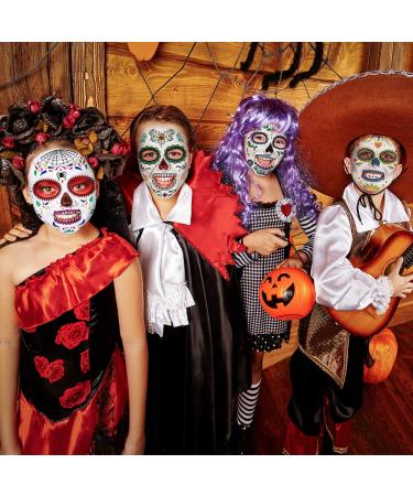 Day of the Dead Sugar Skull Face Tattoos - 10 Sheets Halloween Temporary Makeup for Women/Men/Adults - Dia De Los Muertos Party Costume Stickers - Buy Online on GoSupps.com