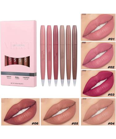 CHAKAE 6Pcs Luxurious Matte Lip Liner Pencil for Women Girls Creamy Texture Full Coverage Long Lasting Waterproof Lip Gloss - Buy Online on GoSupps.com