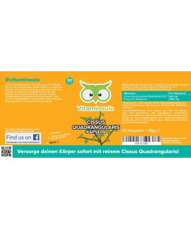 Cissus Quadrangularis Capsules - High Dose 400mg Blatt Extract (12:1) - 4800mg Leaf Powder - Vegan - Additive-Free - Quality from Germany - Lab Tested - Vitamine LL  - Buy Online on GoSupps.com