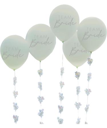 Shop Ginger Ray Green 'Team Bride' Latex Balloons - Hen Party Decorations | 5-Pack with Paper Flower Tails - Buy Online on GoSupps.com
