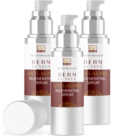 (3 Pack) Derm Le Veux Derm La Veux Derm Le Veu Derm Leveux Serum Derma Le Veux Serum Derm Le Veux Face Cream Veur Veus Dermlevue Serum Derm Le Veux Deluxe Serum Derma La Veux 3 Bottles