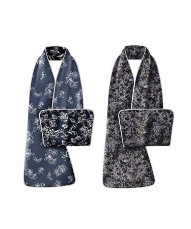 HACLEN Dining Scarf Bib for Adult Women 2 Pieces Fashionable Adult Bib Food Clothing Protector with Adjustable Snaps 1