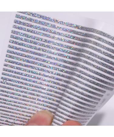 3D Glitter Lines Nail Stickers | Holographic Geometric Nail Art Decals | Self-Adhesive Metal Stripe Nail Supplies for DIY | 6 Colors Set for Women - Buy Online on GoSupps.com