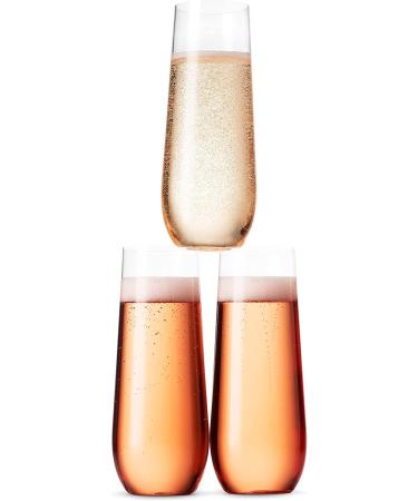 Munfix 48 Pack Stemless Plastic Champagne Flutes - 9 Oz Clear Disposable Glasses, Shatterproof, Recyclable & BPA-Free - Buy Online on GoSupps.com