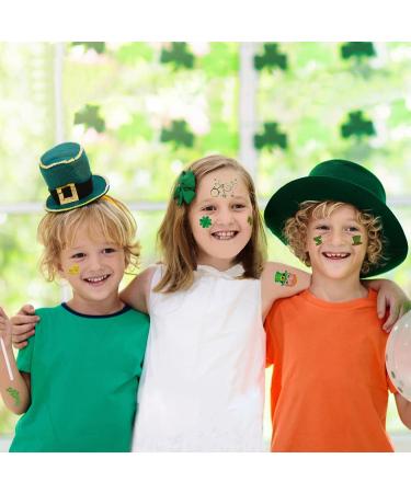 St Patrick's Day Temporary Tattoos - 10 Sheets of Green Shamrock Irish Clover Stickers for Men and Women - Waterproof Decorations and Party Favors - Buy Online on GoSupps.com