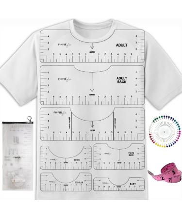 FINFINLIFE, Tshirt Ruler-9Pcs, Tshirt Ruler Guide for Vinyl, Shirt Alignment, T Shirt Rulers to Center Designs, Transparent Tee Ruler for Infant Toddler Youth Adult, Front and Back Measurement Transparent Transparent 16WX6L