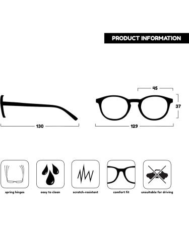 OPULIZE Zen Reading Glasses 4 Pack - Round Frame Scratch Resistant Spring Hinges Matte Black Light Brown Dark Brown Purple - +1.50 for Men & Women - Buy Online on GoSupps.com