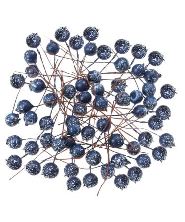 HOMSFOU 100pcs Simulation Blueberry Decoration Artificial Plants Flowers Artificial Berry Stem Embellishments for Crafting Fake Berry with Stem Fake Berry Twig Foam Christmas Small Fruit