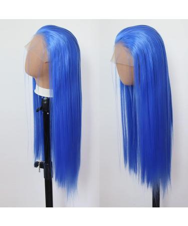 Blue Synthetic Lace Front Wig - Long Straight Hair for Black Women | Heat Resistant Fiber | Cosplay & Daily Wear - Buy Online on GoSupps.com