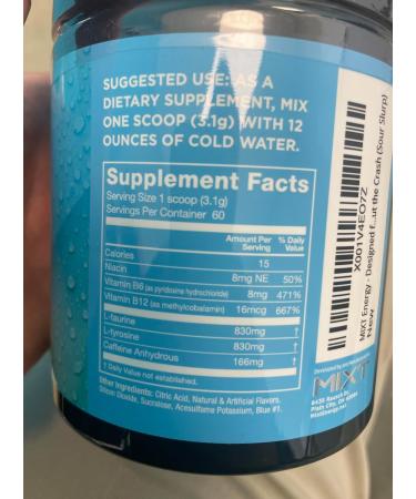 MIXT Energy Drink Mix Energy Powder 8 Hour Energy Formula Designed for Concentration Focus and Hours of Energy Without the Crash Sugar Free (60 Servings Sour Slurp) - Buy Online on GoSupps.com