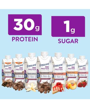 Ensure Max Protein Nutrition Shakes Variety Pack With 30g of Protein & Max Protein Nutrition Shake with 30g of Protein 1g of Sugar High Protein Shake French Vanilla Liquid 11 fl oz (Pack of 12) - Buy Online on GoSupps.com