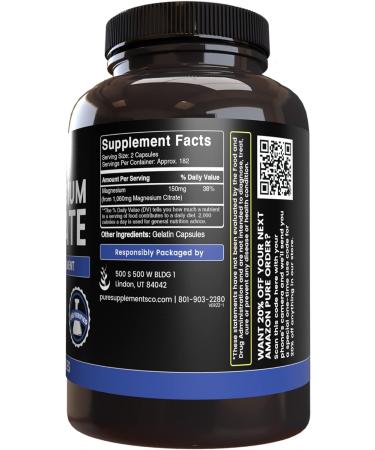 365 Capsules Pure Magnesium Citrate | Lab Verified, No Fillers | 365 Count - Buy Online on GoSupps.com