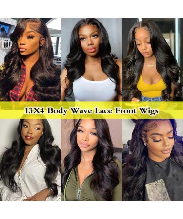 14 Inch Brazilian Virgin Human Hair Lace Front Wig - 180% Density Body Wave - Transparent Lace Frontal Wig for Black Women - Buy Online on GoSupps.com