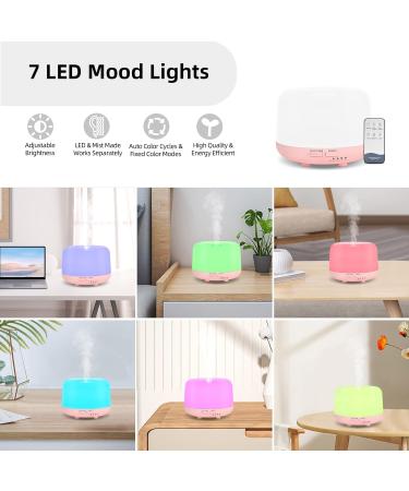 Diffofe 300ml Aromatherapy Essential Oil Diffuser - Remote Control, 8-Hour Quiet Operation, 4 Timer Settings, 7 LED Colors - Pink - Buy Online on GoSupps.com