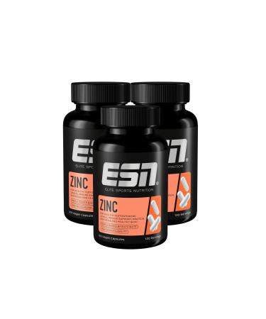 ESN Zinc 3 x 120 capsules zinc bisglycinat 25 mg zinc per capsule for your immune system vegan tested quality - made in Germany 120 capsules (3 pack)