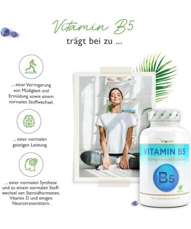 Vitamin B5 500mg - 180 Vegan Capsules | High-Dose Pantothenic Acid | Lab Tested for Purity - Premium B Vitamin for Skin & Nerves - Buy Online on GoSupps.com