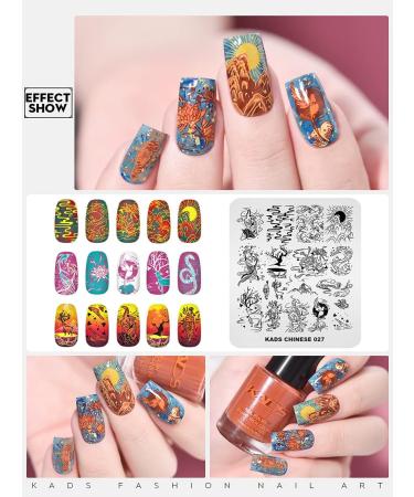 KADS Nail Stamping Plate Chinese Style Nail Art Stamp Template bamboo Lotus DIY Image Template Manicure Stamping Plate Stencil Tools (CN027) - Buy Online on GoSupps.com