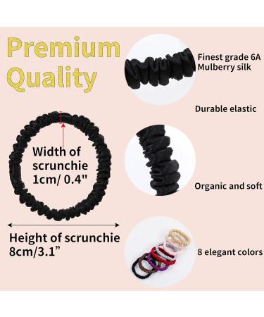 8-Piece Hair Tie Set - 100% Pure Mulberry Silk for Women & Girls | Cute Satin Sleep Hair Ties for Curly Thick & Thin Hair - Buy Online on GoSupps.com