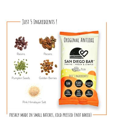 San Diego Bar - Raw Vegan Gluten Free Meal Bar | 10g Protein No Added Sugars | Pecan & Pumpkin Seeds - 4 Pack - Buy Online on GoSupps.com