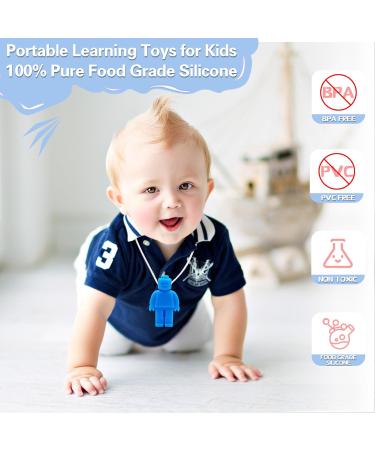 Colon Chain for Kids - 6 Sensory Chewing Necklaces Silicone Bite Rings for Babies Autism Toys for Boys & Girls - Ideal for ADHD & Teething (Blue) - Buy Online on GoSupps.com