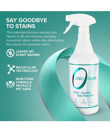 Zero Odor Stain Remover & Odor Eliminator - 32oz Multi-Surface Spray for Carpets, Rugs, Furniture & Floors - Patented Molecular Technology for Permanent Results - Buy Online on GoSupps.com