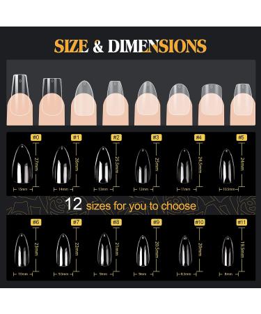 UNA GELLA Almond Gel Nail Tips - 504 pcs Long Lasting Medium Soft Gel Full Cover False Nails - Clear Acrylic Gelly Tips for Extensions - Press On Nails with Elegant Box - 12 Sizes - Buy Online on GoSupps.com