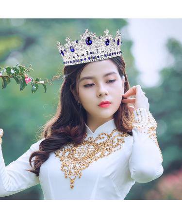 Beaupretty Baroque Bride Crown - Blue Silver Rhinestone Queen Tiara for Wedding - Buy Online on GoSupps.com