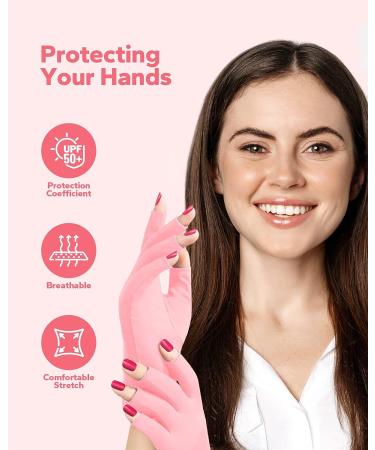 UPF50+ Meto UV Nail Gloves for Gel Nails Pink | Skin Care UV Protection - Buy Online on GoSupps.com
