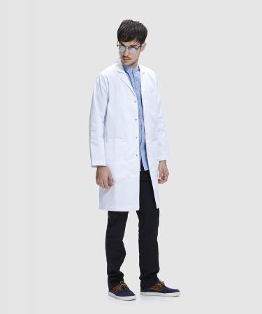 Dr. James Men's Lab Coat with Smartphone and Tablet Pockets - White, Size Medium (40 Inch) - Buy Online on GoSupps.com