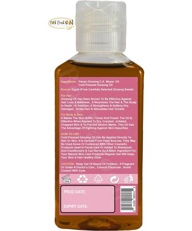 Organic Nature Max Ginseng Oil | Cold Pressed | 1.70 oz | Hair Skin Care & Food | Pure & Undiluted - Buy Online on GoSupps.com