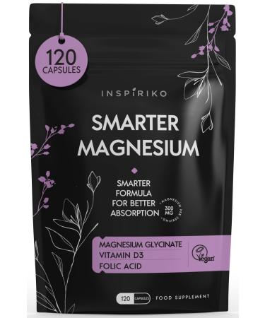 Magnesium Glycinate Supplements For Women - Promotes Bone & Muscle Health Reduces Fatigue & Supports Sleep. Chelated Magnesium Supplements Complex With Zinc B6 D3 & Folate. 120 Capsules Made in UK 120 count (Pack of 1) 120.0
