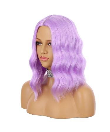 eNilecor 14 Inch Lavender Purple Short Bob Wig for Women - Natural Wavy Synthetic Wig for Cosplay and Party Costume - Buy Online on GoSupps.com