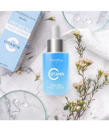 Natural Vitamin C Serum for Face- with Hyaluronic Acid Ferulic Acid Vitamin E - Premium Anti Aging & Anti Wrinkle Serum with Antioxidant Benefits - Buy Online on GoSupps.com