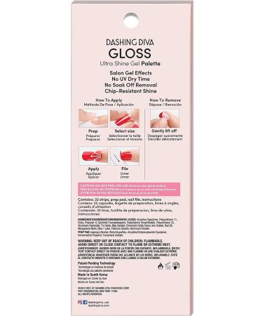 Dashing Diva Gloss Nail Strips - Gleam Queen | Chip Resistant UV-Free Gel Stickers | Long Lasting Nail Wraps with 32 Strips, Prep Pad, and Nail File - Buy Online on GoSupps.com