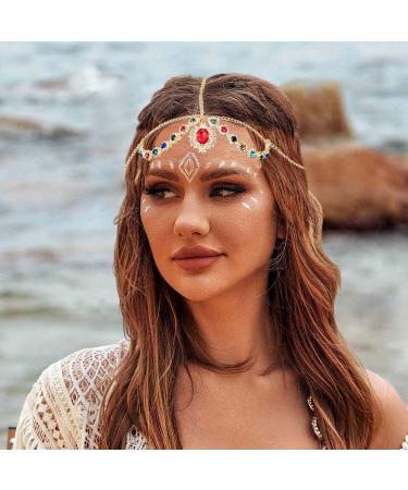 Zeelina Rhinestone Head Chain Baroque Forehead Chains Red Headband Prom for Girls and Women - Buy Online on GoSupps.com
