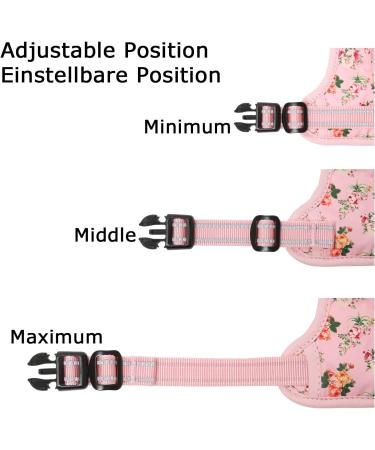 Heele No-Pull Dog Harness for Medium Dogs | Soft Breathable & Adjustable Reflective Design | Anti-Pull Padded Handle | XS Pink Floral - International Shipping Available - Buy Online on GoSupps.com
